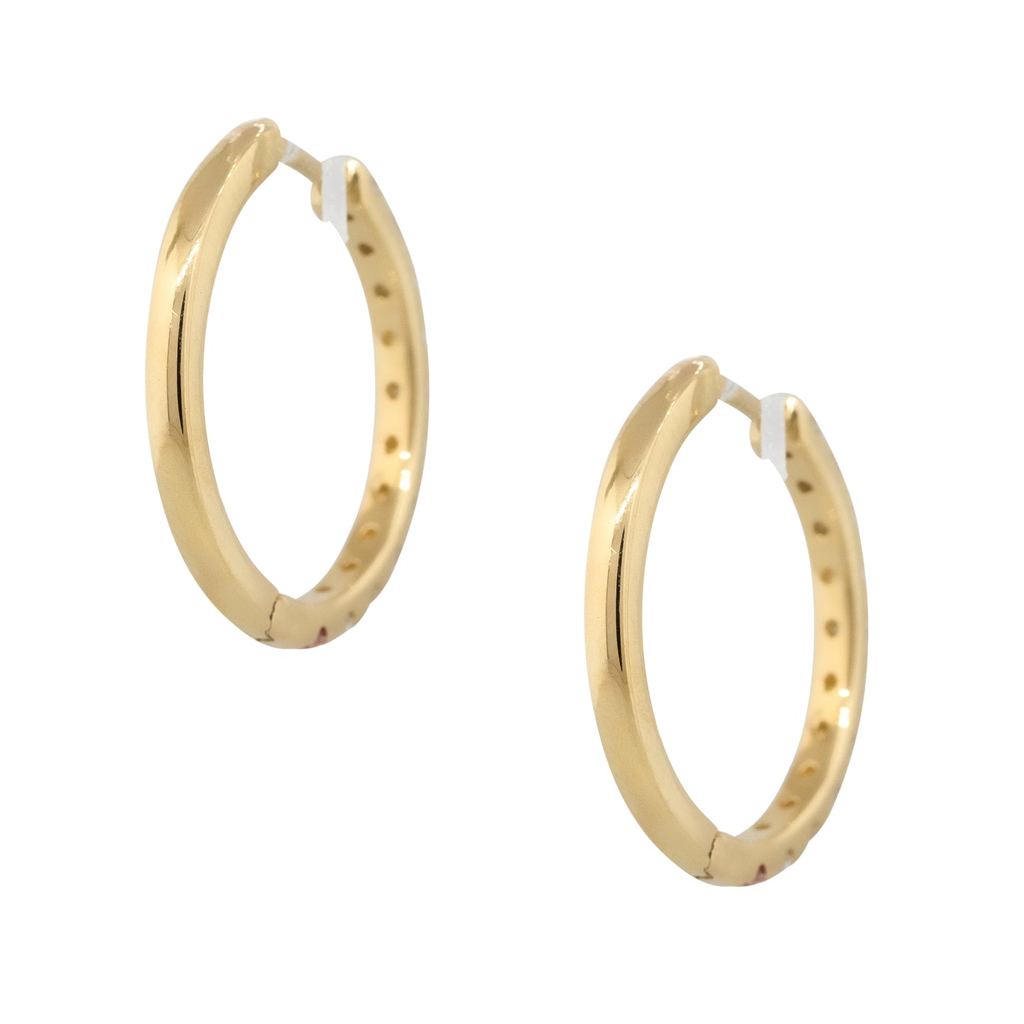 14k Yellow Gold 0.38ctw Round Diamond Hoop Earrings