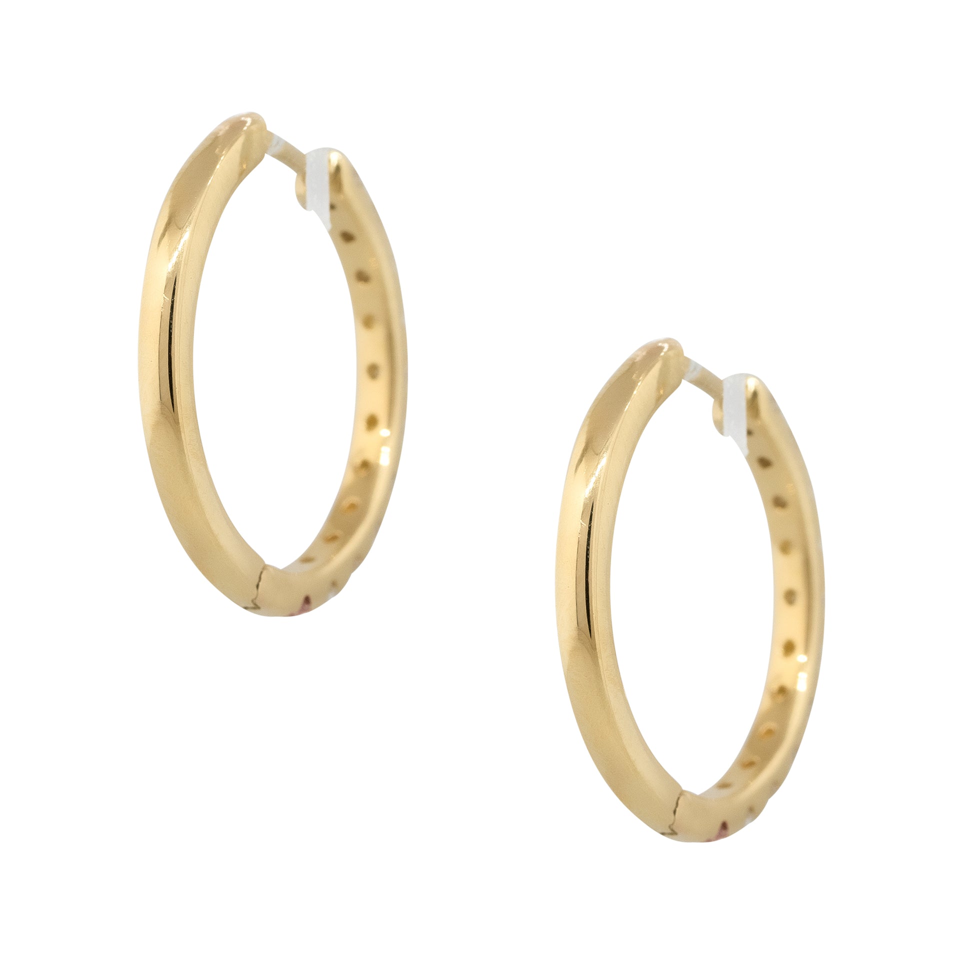 14k Yellow Gold 0.38ctw Round Diamond Hoop Earrings