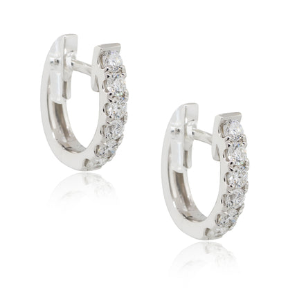 18k White Gold 0.53ctw Round Diamond Prong Set Huggie Earrings