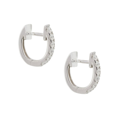 18k White Gold 0.53ctw Round Diamond Prong Set Huggie Earrings