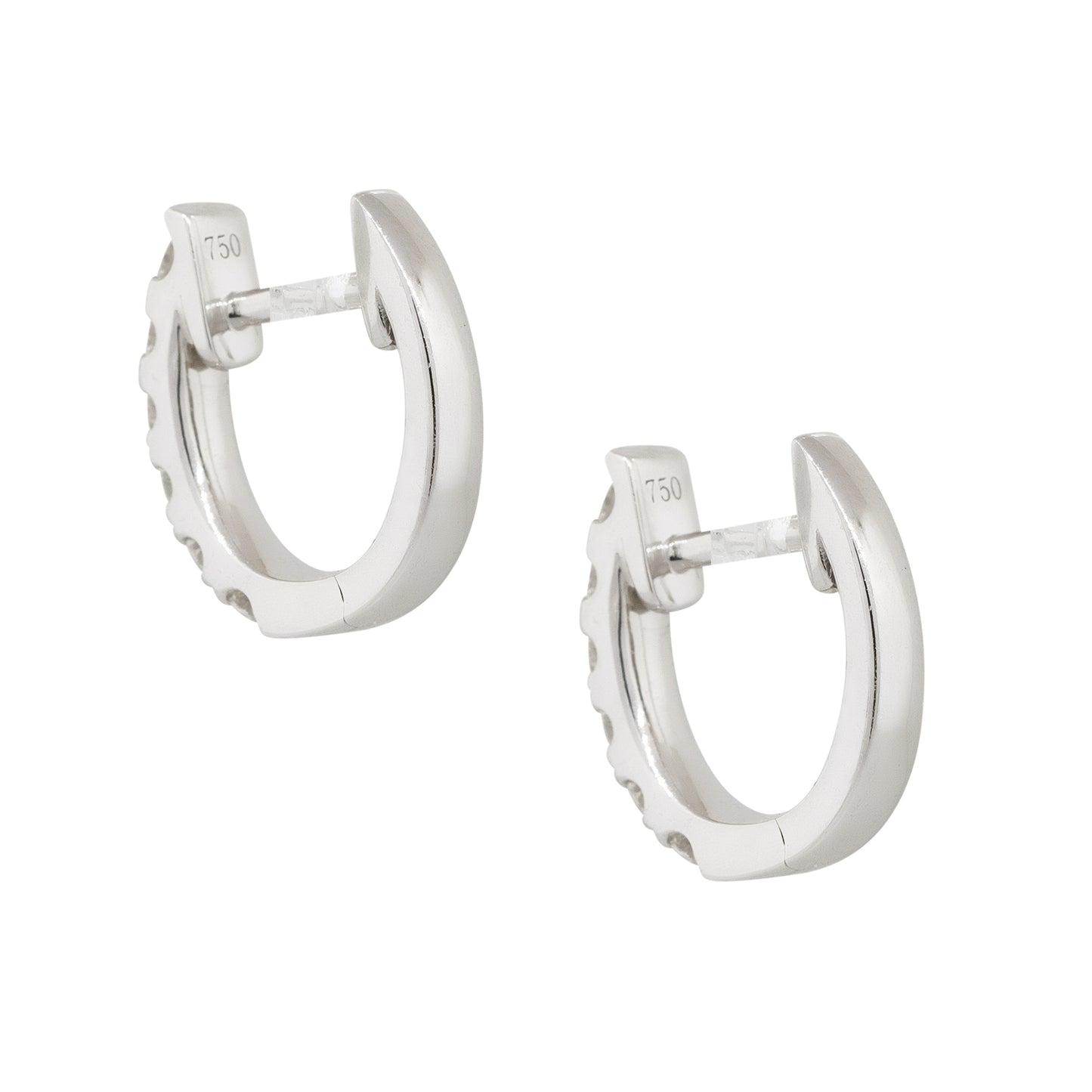 18k White Gold 0.53ctw Round Diamond Prong Set Huggie Earrings