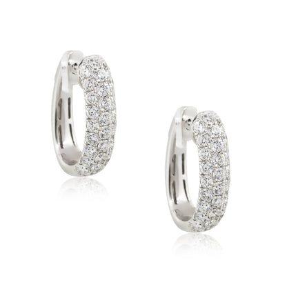 18k White Gold 2.14ctw Round Diamond Pave Hoop Earrings