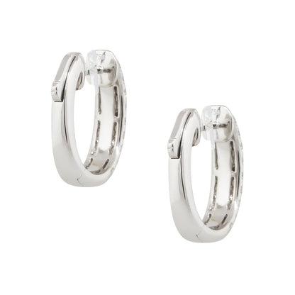 18k White Gold 2.14ctw Round Diamond Pave Hoop Earrings