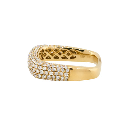 18k Yellow Gold 1.25ctw Round Diamond Pave Square Band Ring