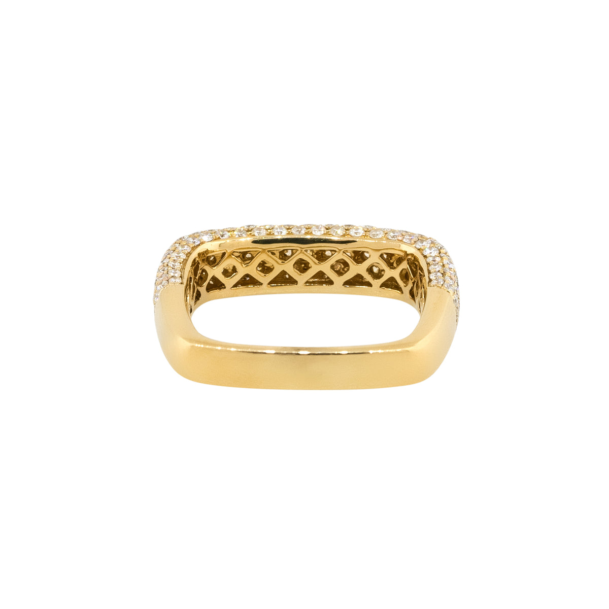 18k Yellow Gold 1.25ctw Round Diamond Pave Square Band Ring
