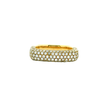 18k Yellow Gold Natural 1.25 Carat Round Diamond Pave Square Band Ring
