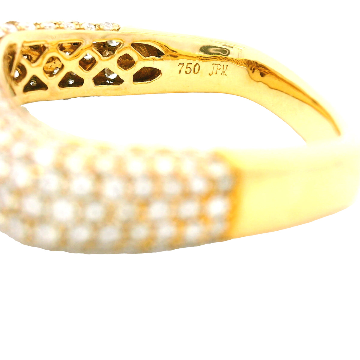 18k Yellow Gold Natural 1.25 Carat Round Diamond Pave Square Band Ring