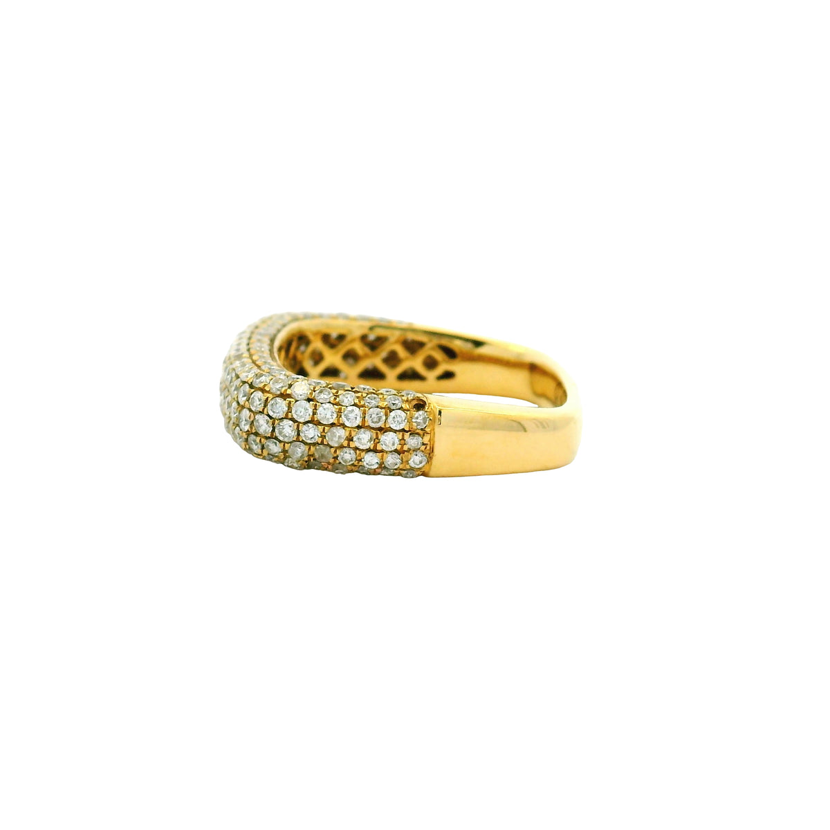 18k Yellow Gold Natural 1.25 Carat Round Diamond Pave Square Band Ring