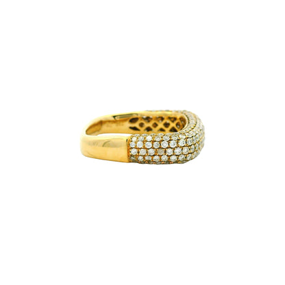18k Yellow Gold Natural 1.25 Carat Round Diamond Pave Square Band Ring