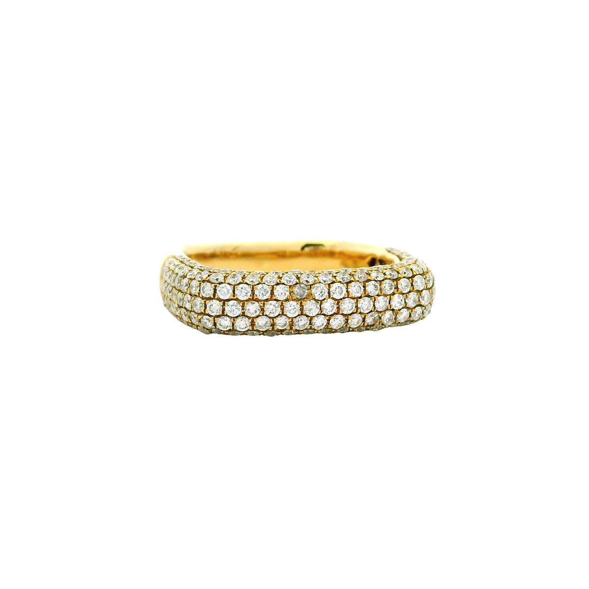 18k Yellow Gold Natural 1.25 Carat Round Diamond Pave Square Band Ring