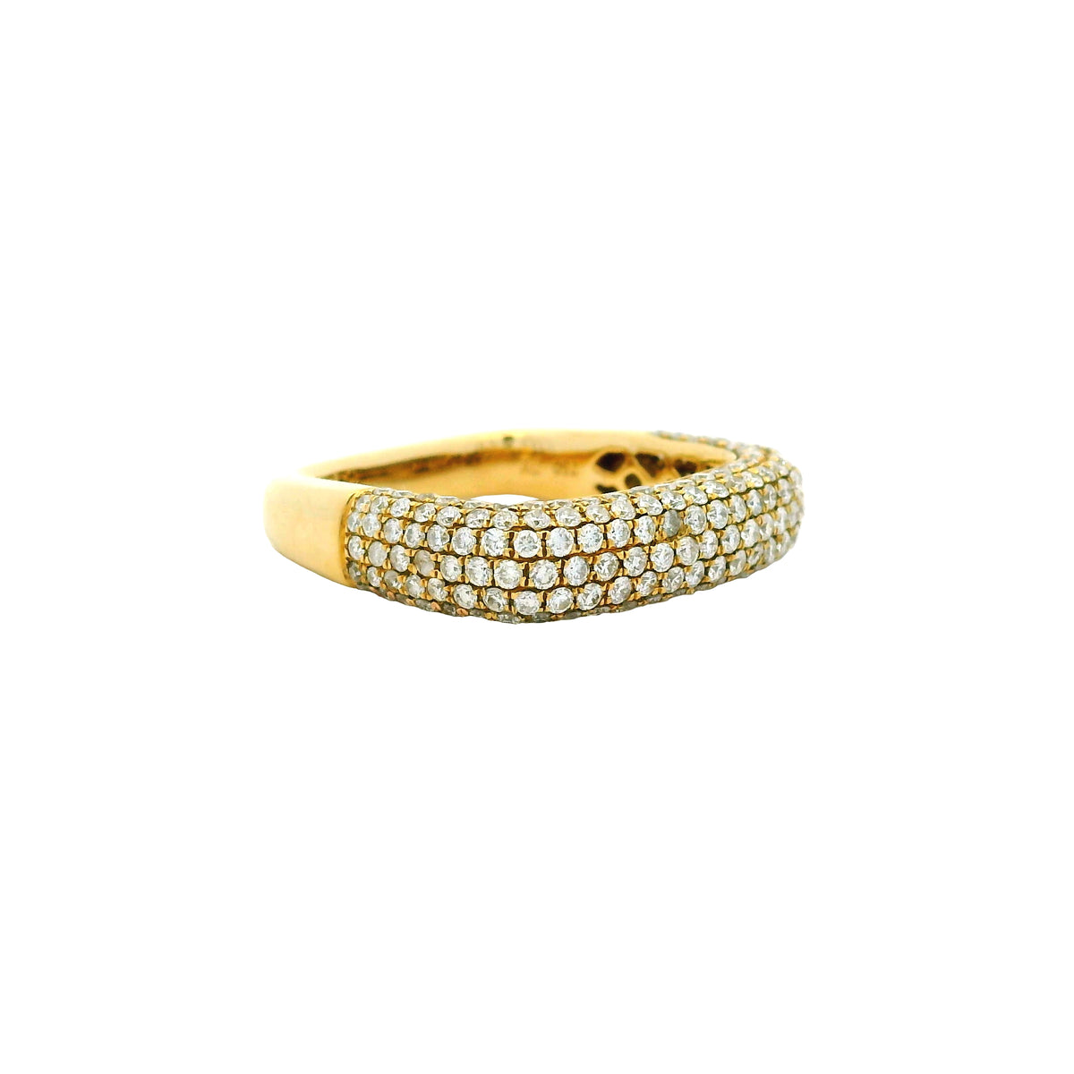 18k Yellow Gold Natural 1.25 Carat Round Diamond Pave Square Band Ring