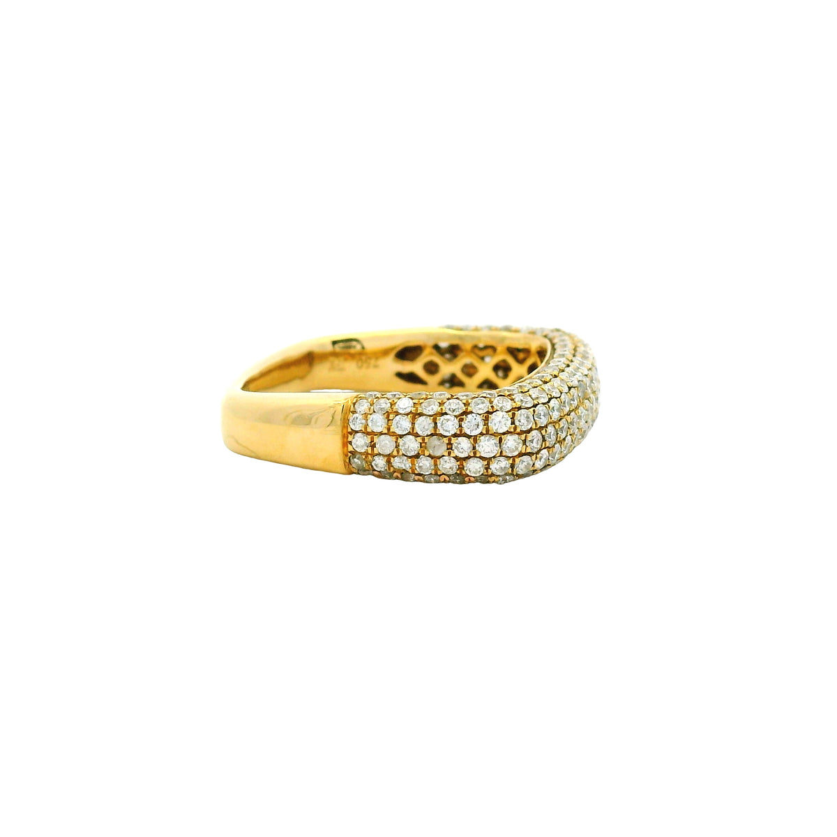18k Yellow Gold Natural 1.25 Carat Round Diamond Pave Square Band Ring