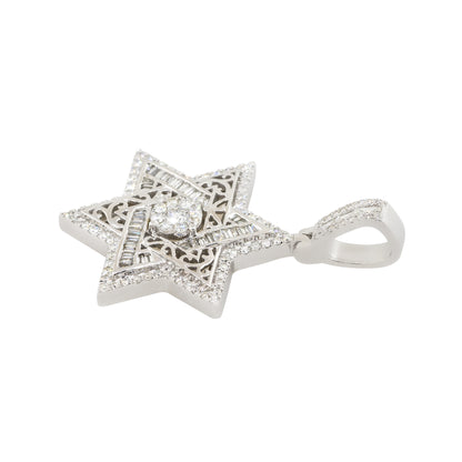 14k White Gold 0.84ctw Diamond Pave Star Of David Pendant