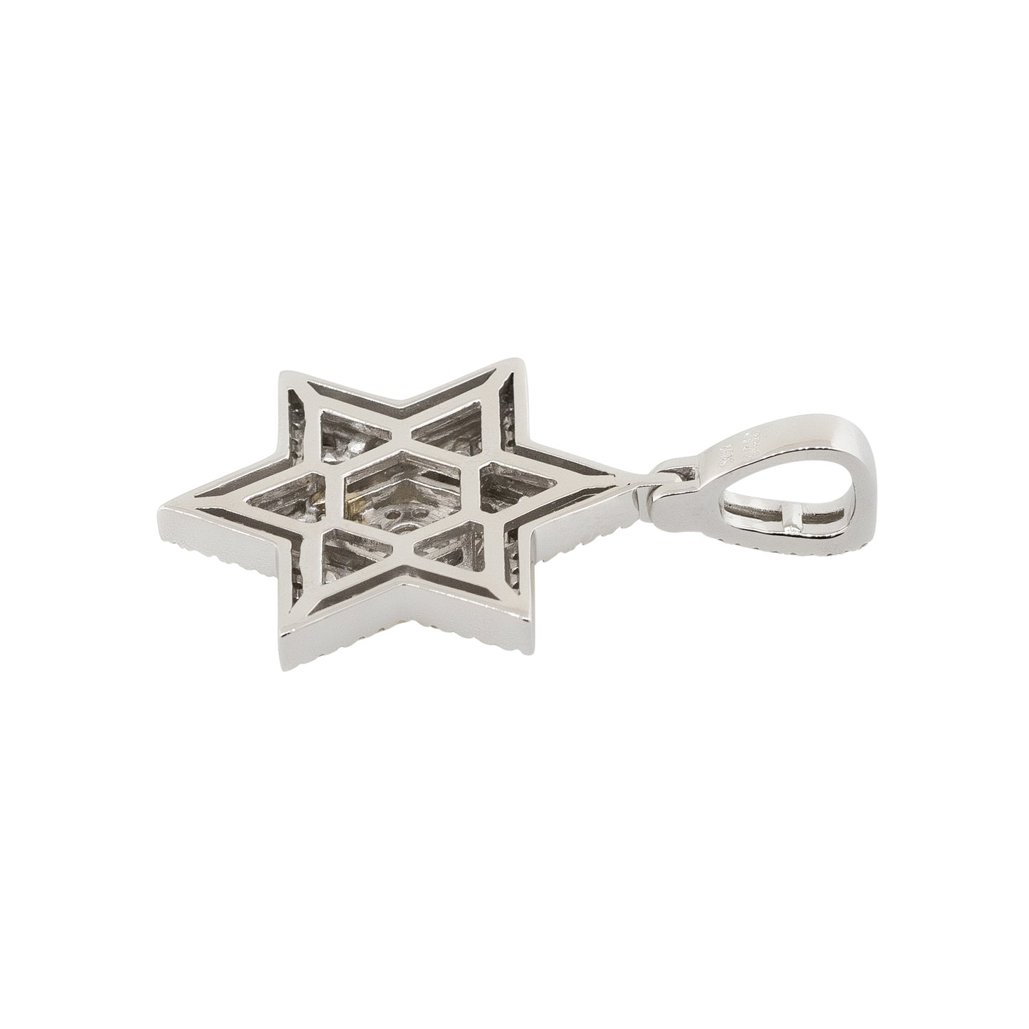 14k White Gold 0.84ctw Diamond Pave Star Of David Pendant