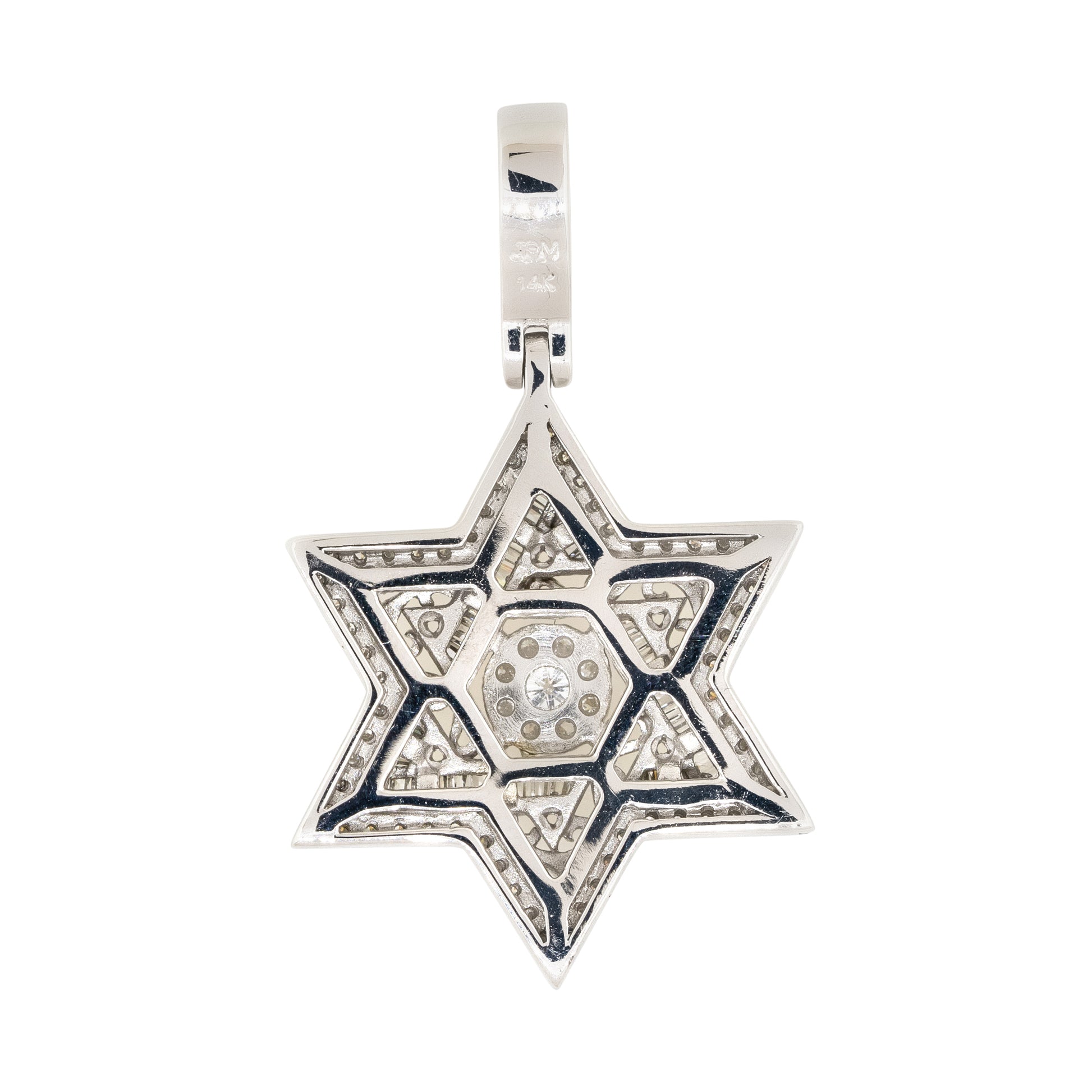 14k White Gold 0.84ctw Diamond Pave Star Of David Pendant