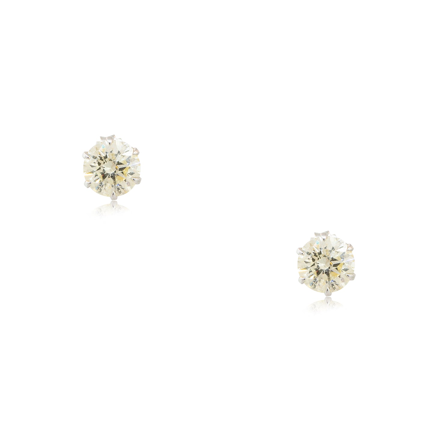 18k White Gold 3.08ctw Diamond Stud Earrings