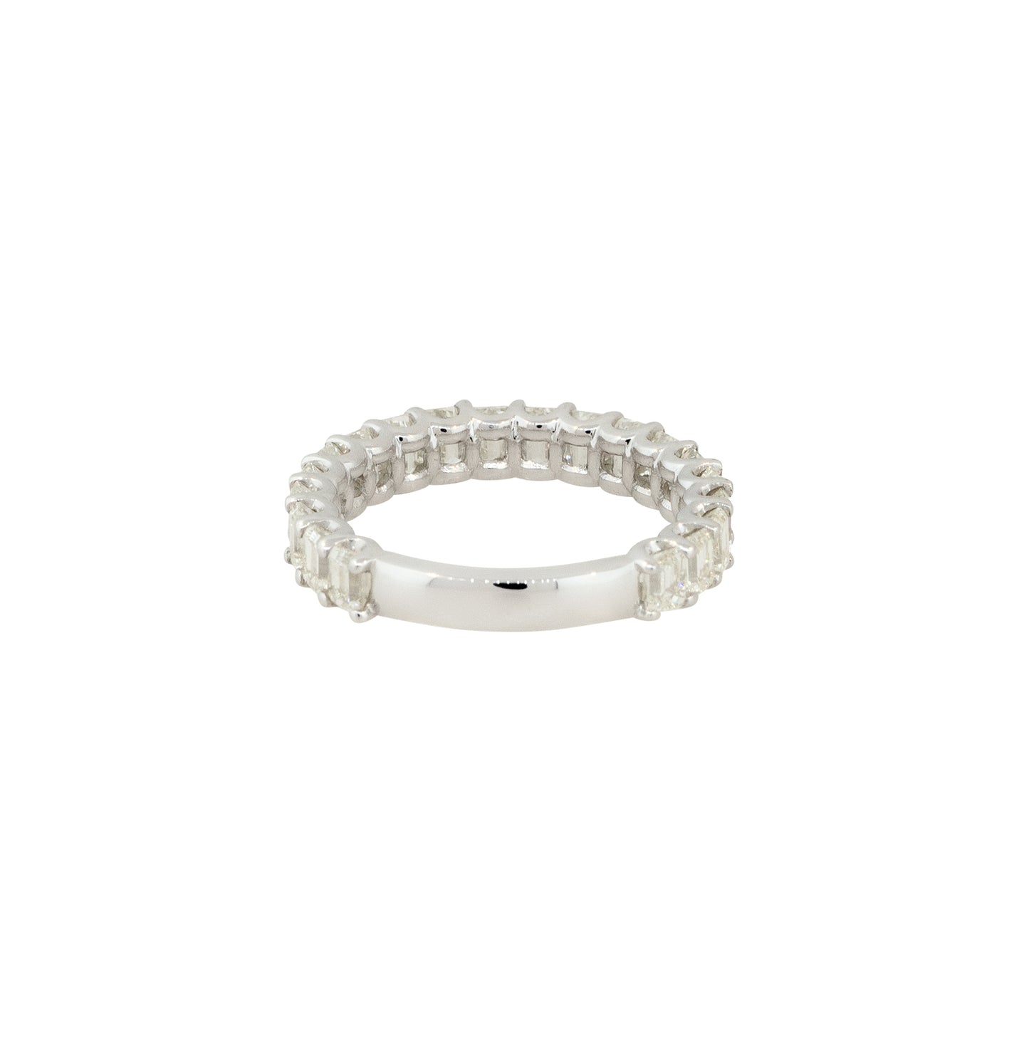 14k White Gold 2.83ctw Emerald Cut Diamond 3/4 Wedding Band