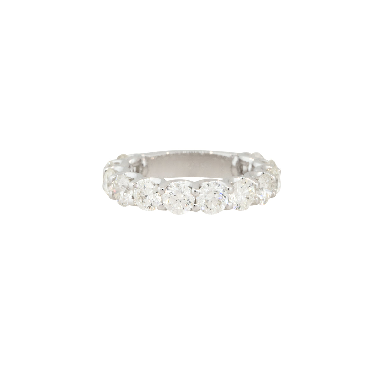 14k White Gold 3.78ctw Round Brilliant 12 Diamond 3/4 Wedding Band