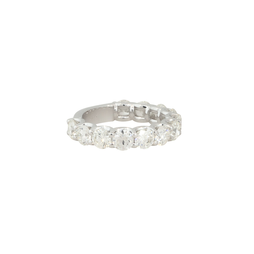 14k White Gold 3.78ctw Round Brilliant 12 Diamond 3/4 Wedding Band