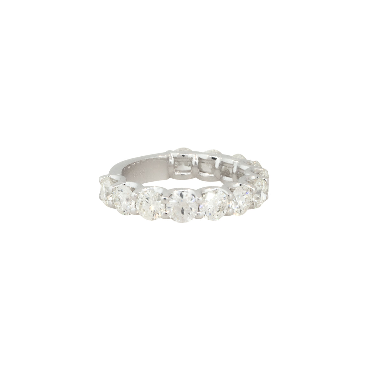 14k White Gold 3.78ctw Round Brilliant 12 Diamond 3/4 Wedding Band