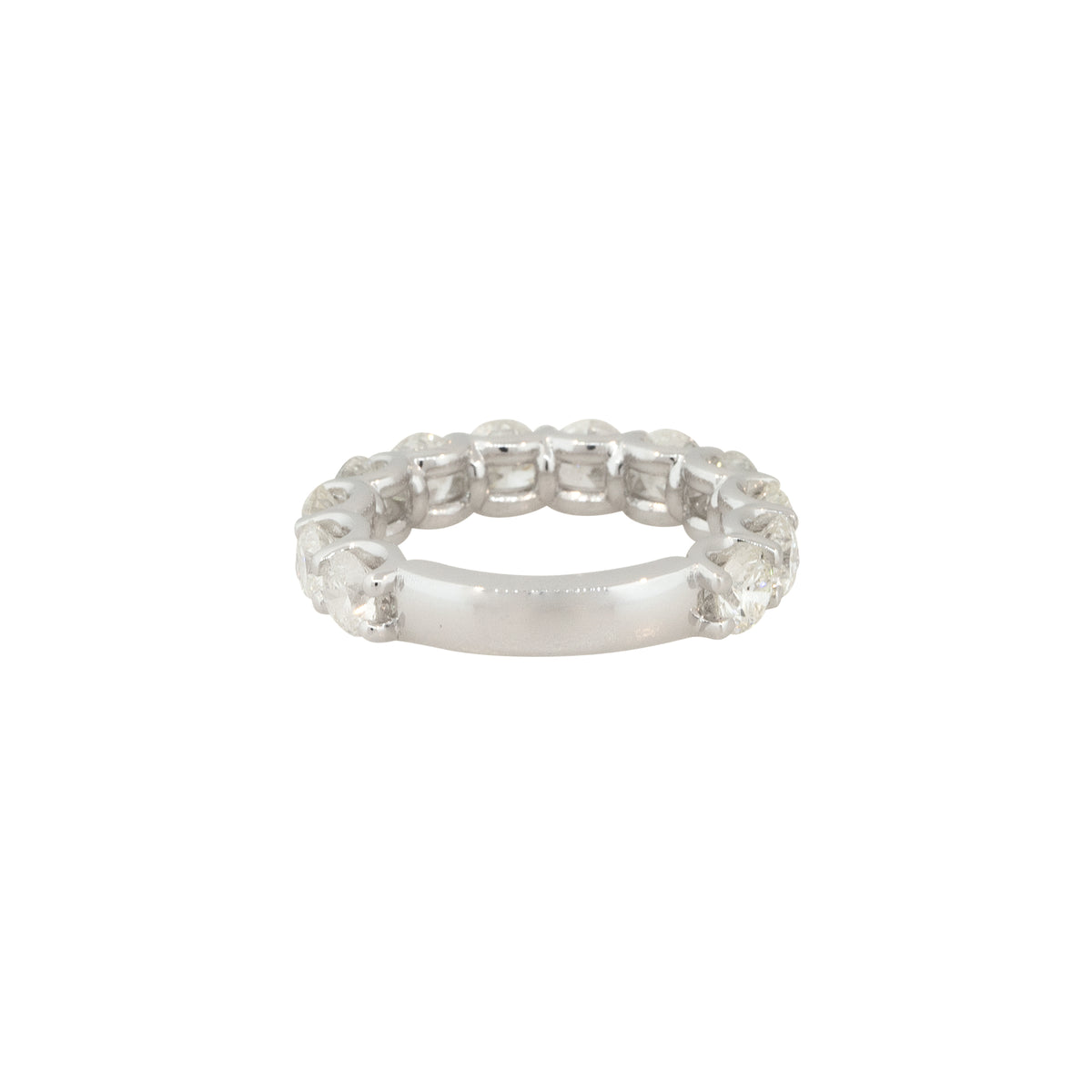 14k White Gold 3.78ctw Round Brilliant 12 Diamond 3/4 Wedding Band