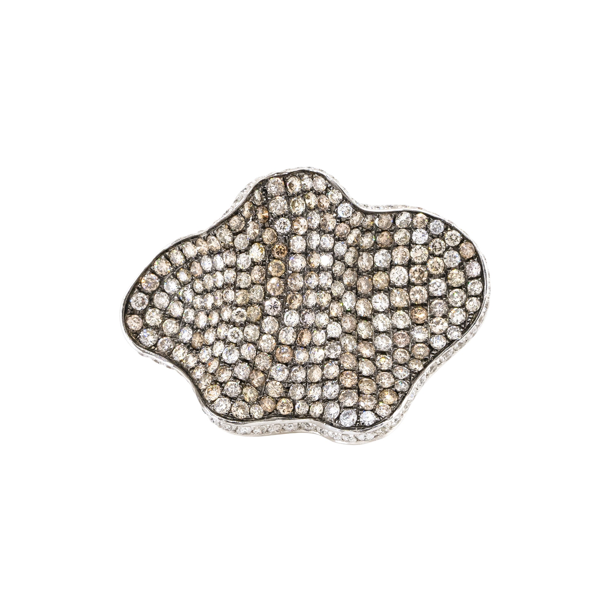 18k White Gold 6.50ctw Round Diamond Pave Freeform Wide Ring