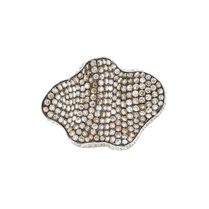 18k White Gold 6.50ctw Round Diamond Pave Freeform Wide Ring