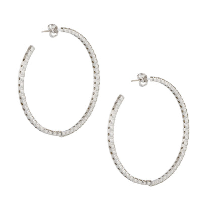 14k White Gold 5.25ctw Round Diamond Inside Out Hoop Earrings