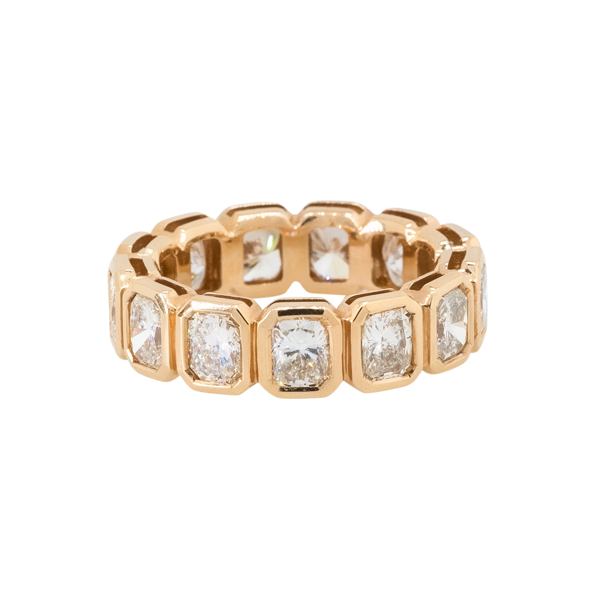 18k Rose Gold 5.12ctw Radiant Cut Diamond Eternity Ring