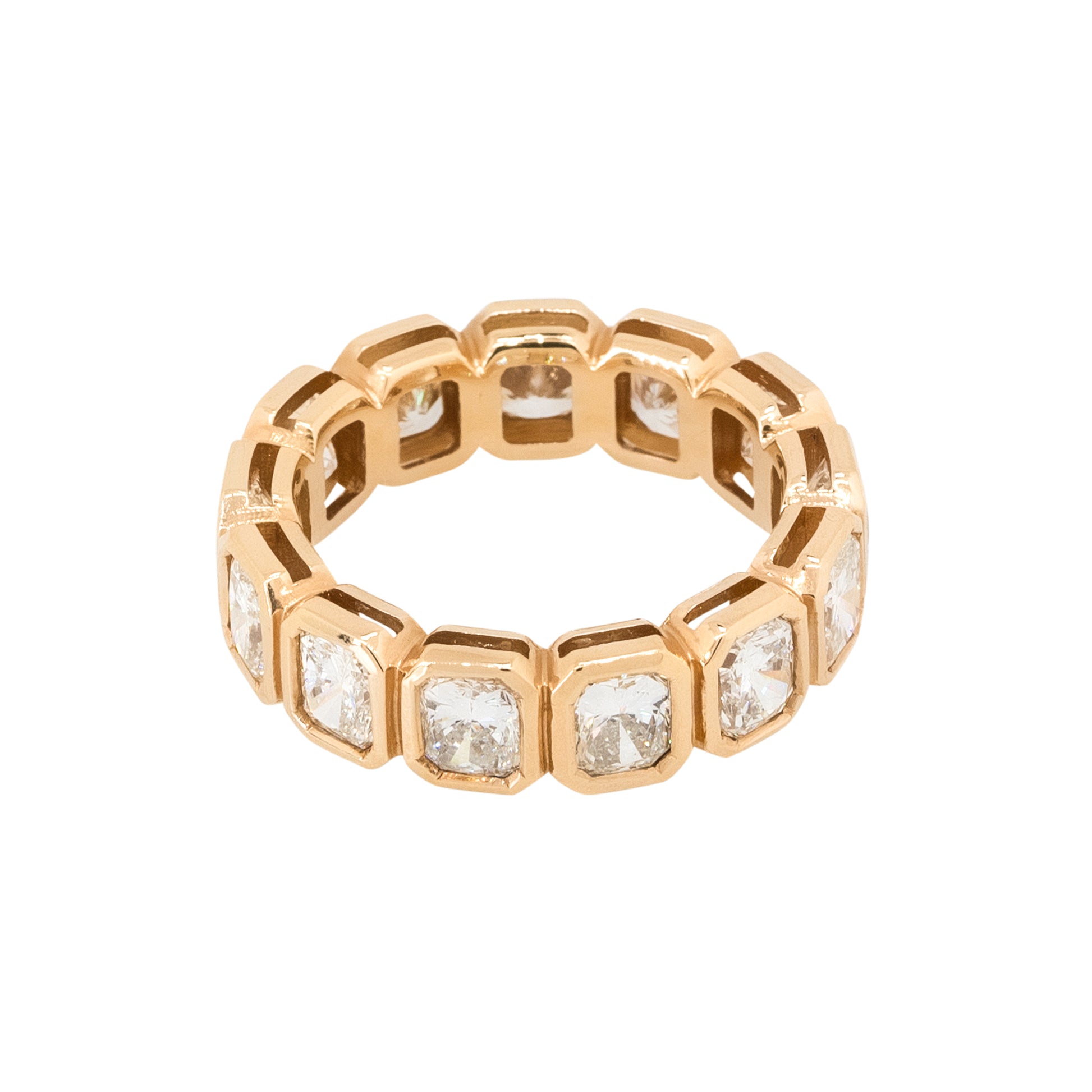 18k Rose Gold 5.12ctw Radiant Cut Diamond Eternity Ring