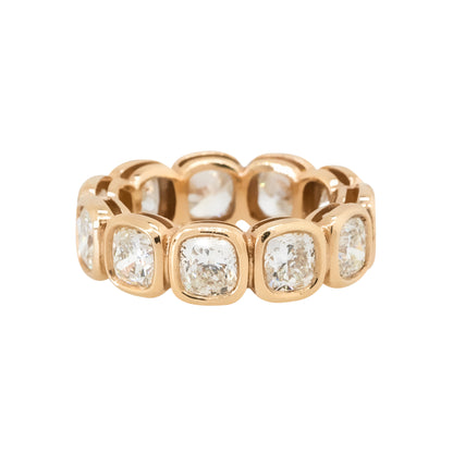 18k Rose Gold 6.53ctw Radiant Cut Bezel Set Diamond Eternity Band