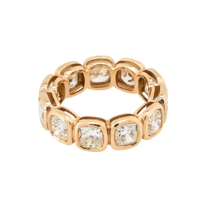 18k Rose Gold 6.53ctw Radiant Cut Bezel Set Diamond Eternity Band