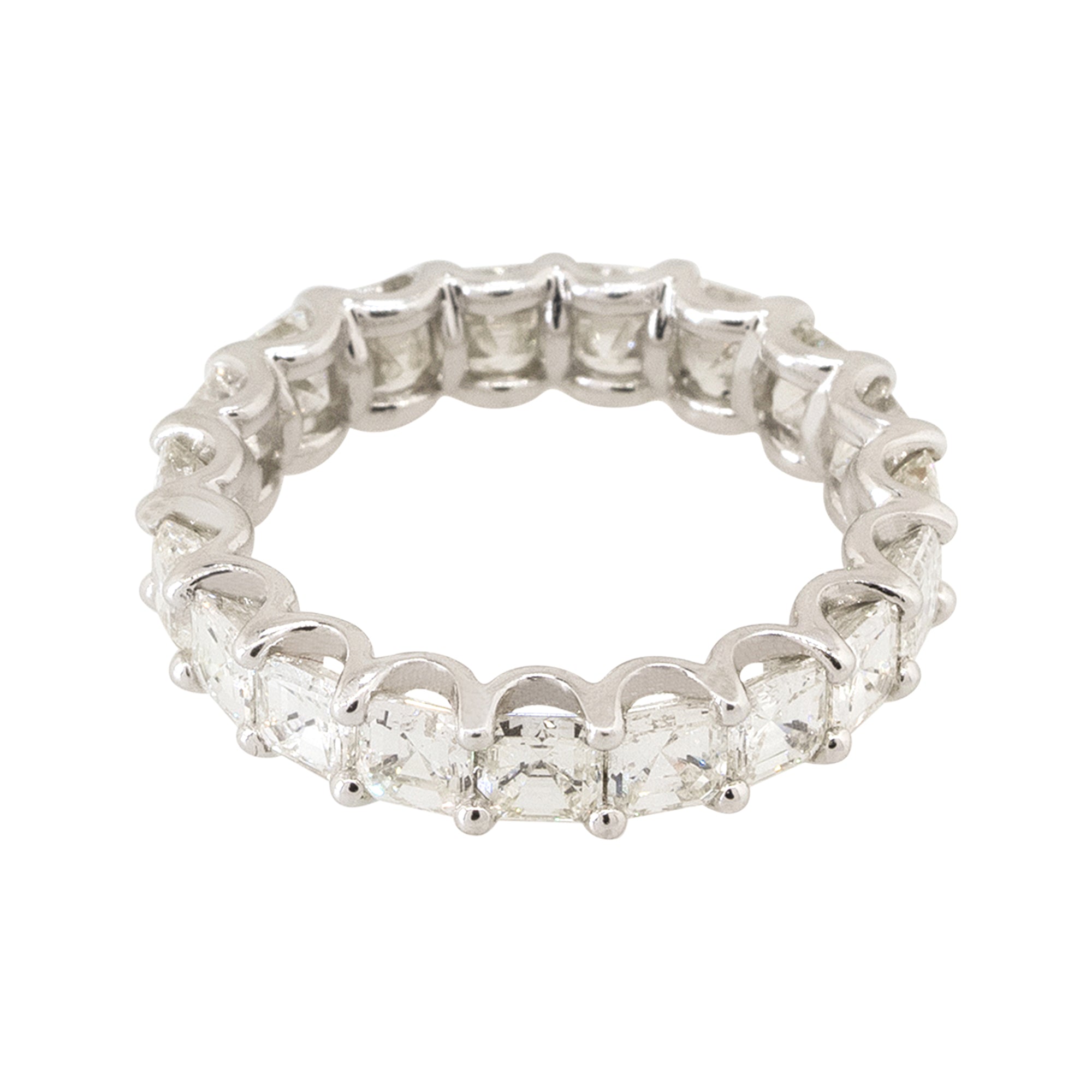 14k White Gold 3.68ctw Asscher Cut Diamond Eternity Band