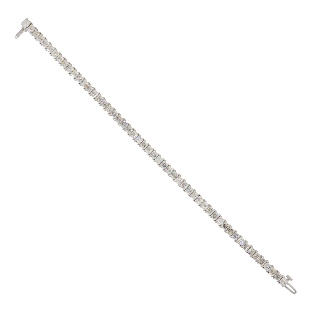 18k White Gold 9.40ctw Asscher Cut Diamond Tennis Bracelet