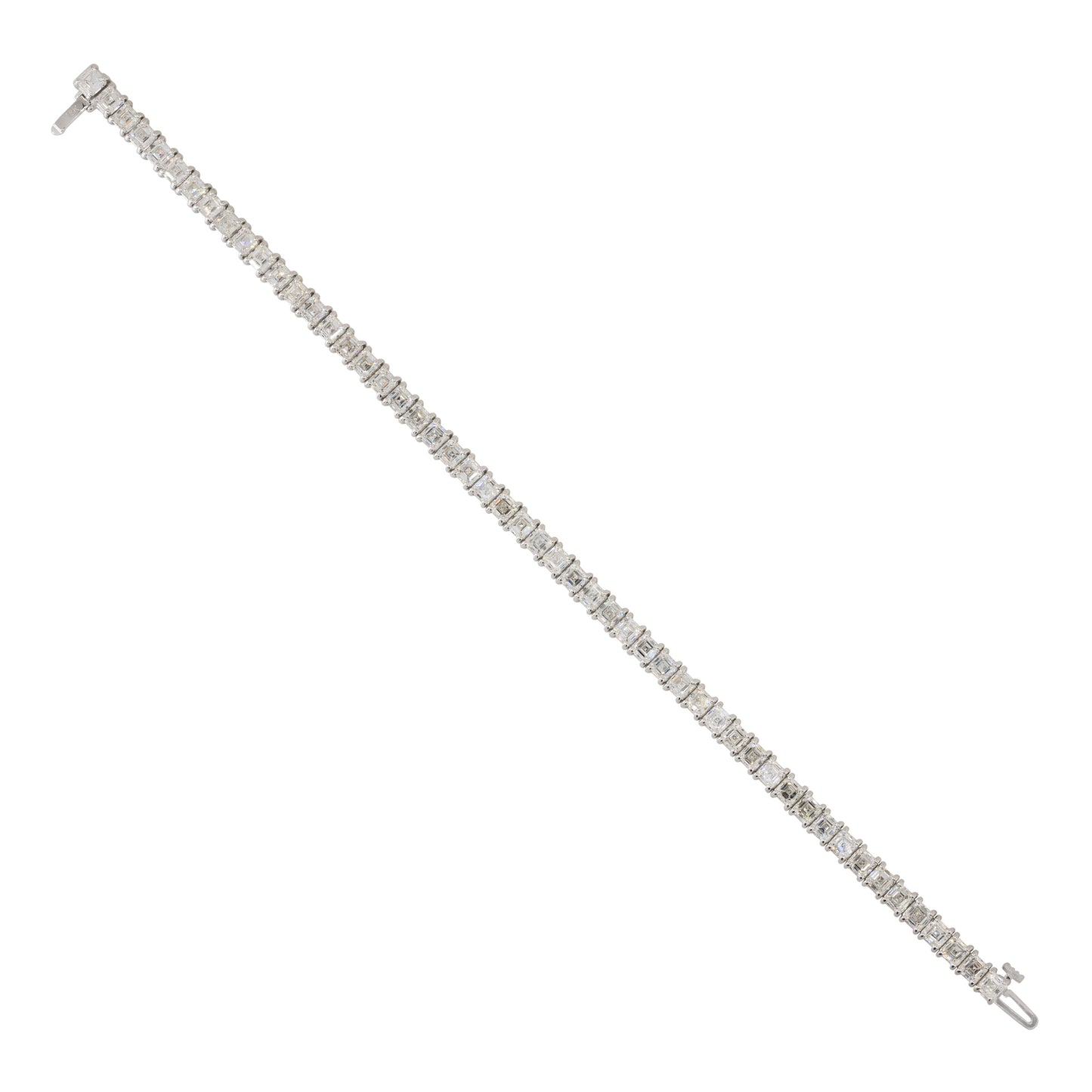 18k White Gold 9.40ctw Asscher Cut Diamond Tennis Bracelet