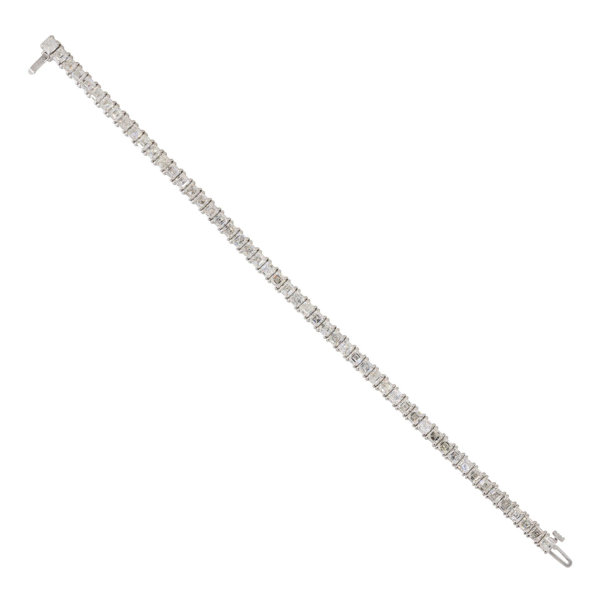 18k White Gold 9.40ctw Asscher Cut Diamond Tennis Bracelet
