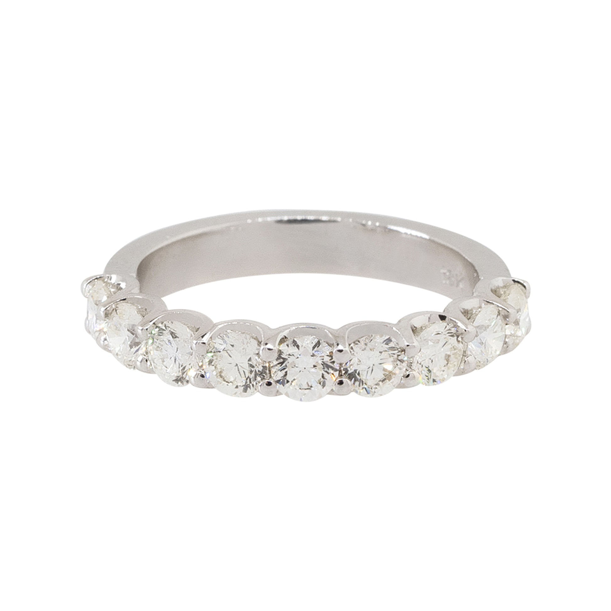 18k White Gold 1.43ctw Round Diamond Halfway Wedding Band