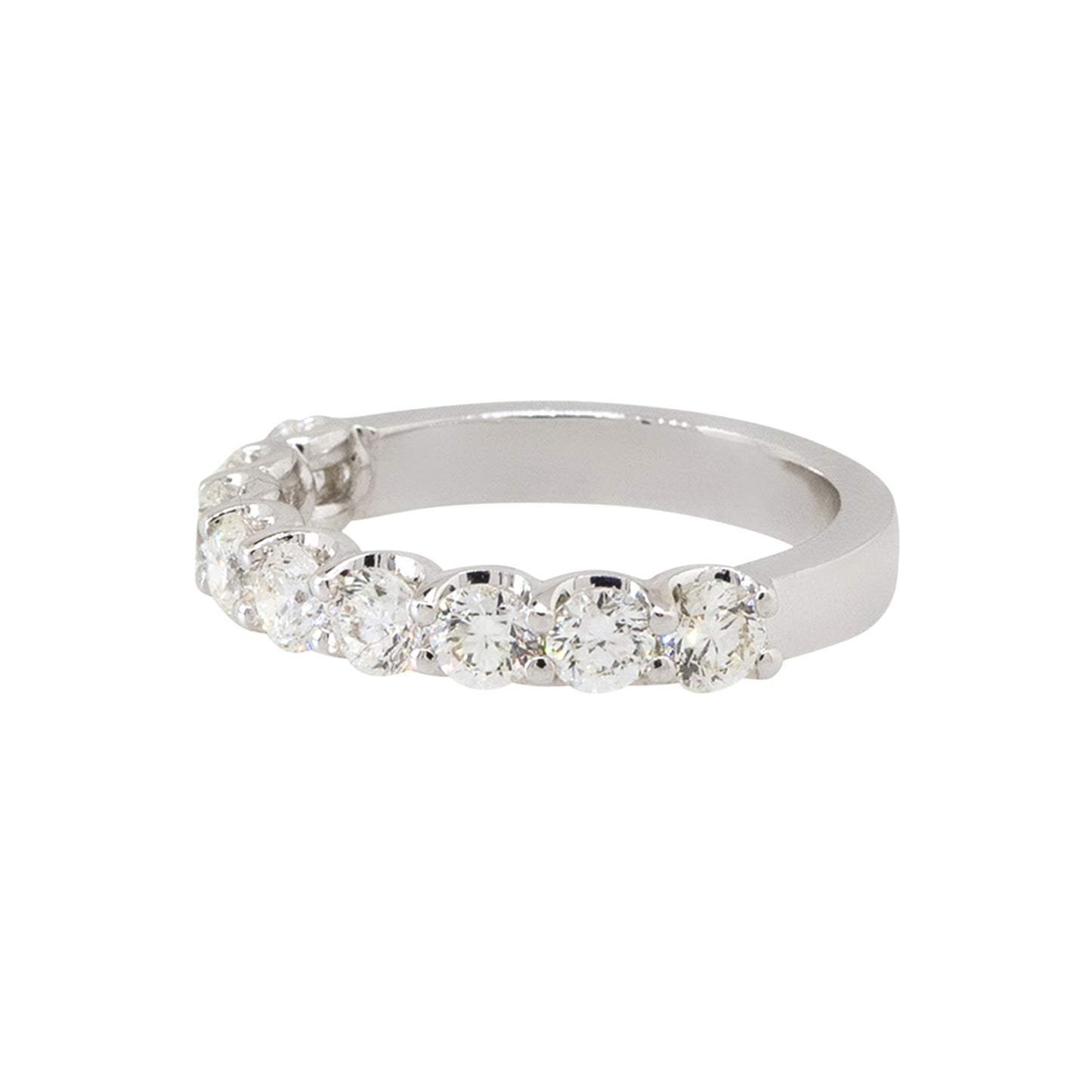 18k White Gold 1.43ctw Round Diamond Halfway Wedding Band