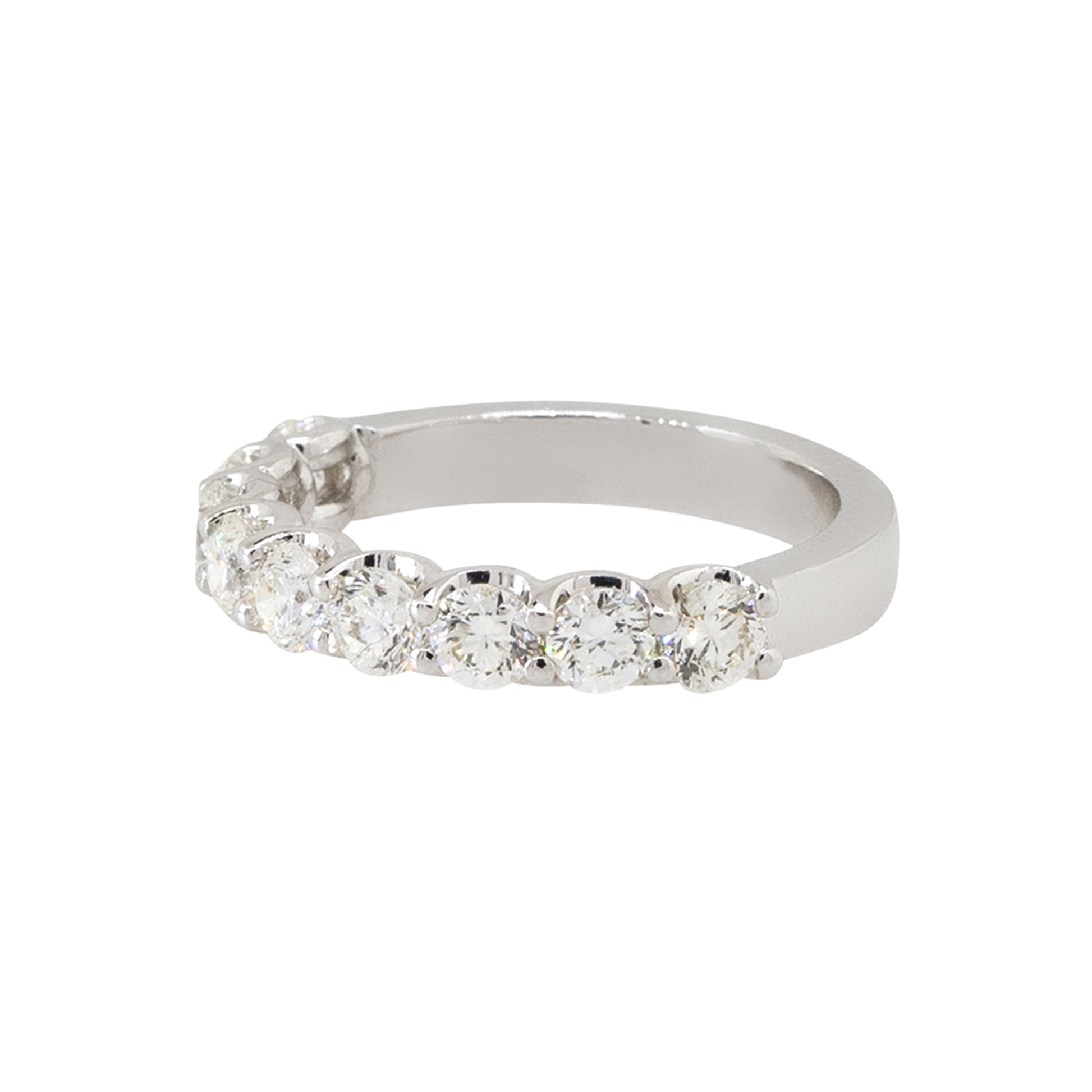 18k White Gold 1.43ctw Round Diamond Halfway Wedding Band