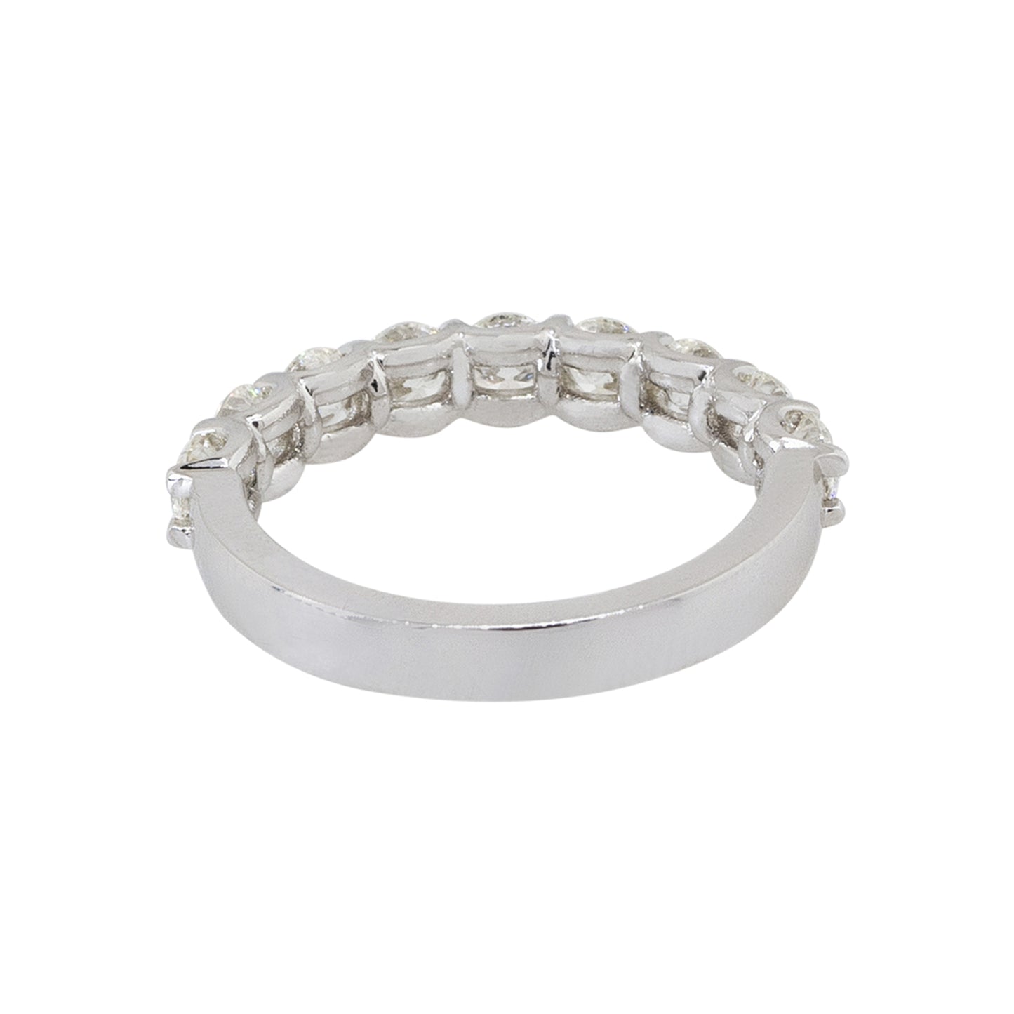18k White Gold 1.43ctw Round Diamond Halfway Wedding Band