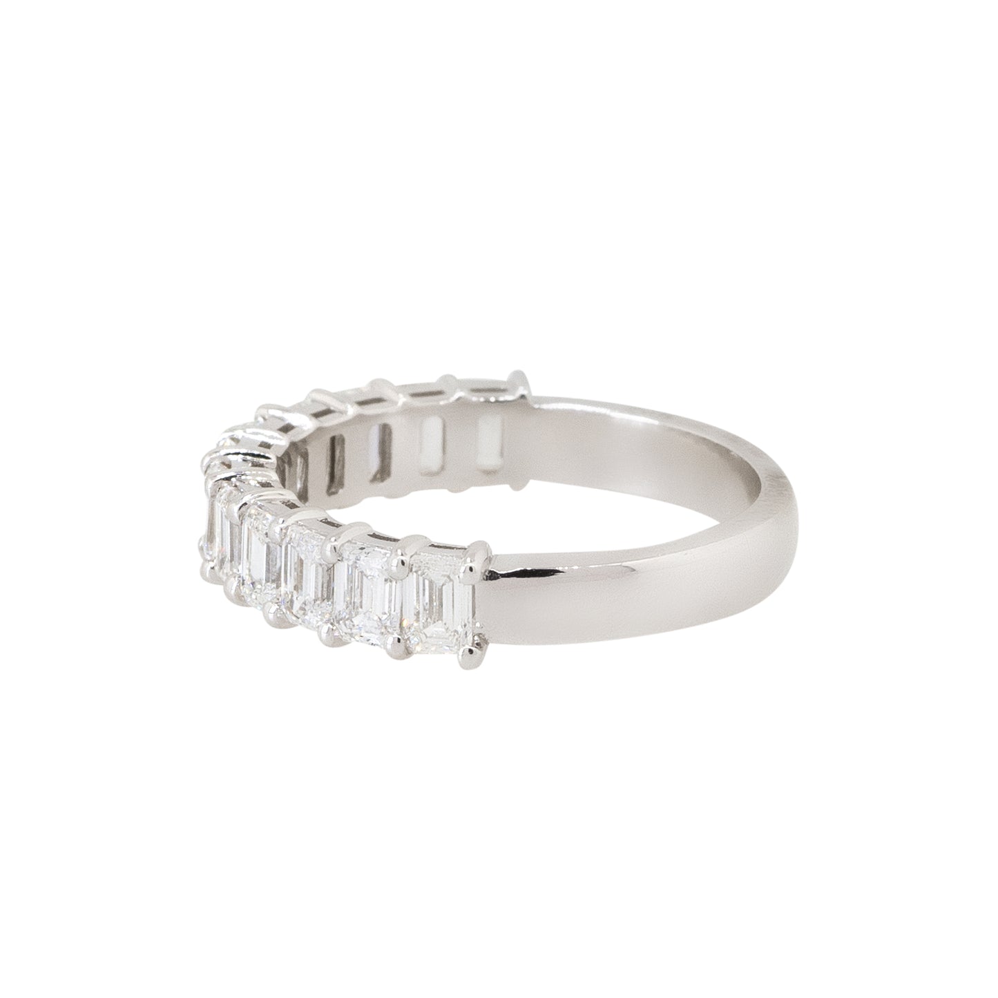 14k White Gold 1.85ctw Emerald Cut Halfway Eternity Band