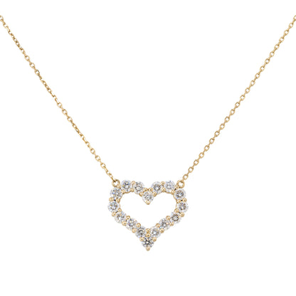 14k Yellow Gold 2.16ctw Diamond Open Heart Pendant Necklace