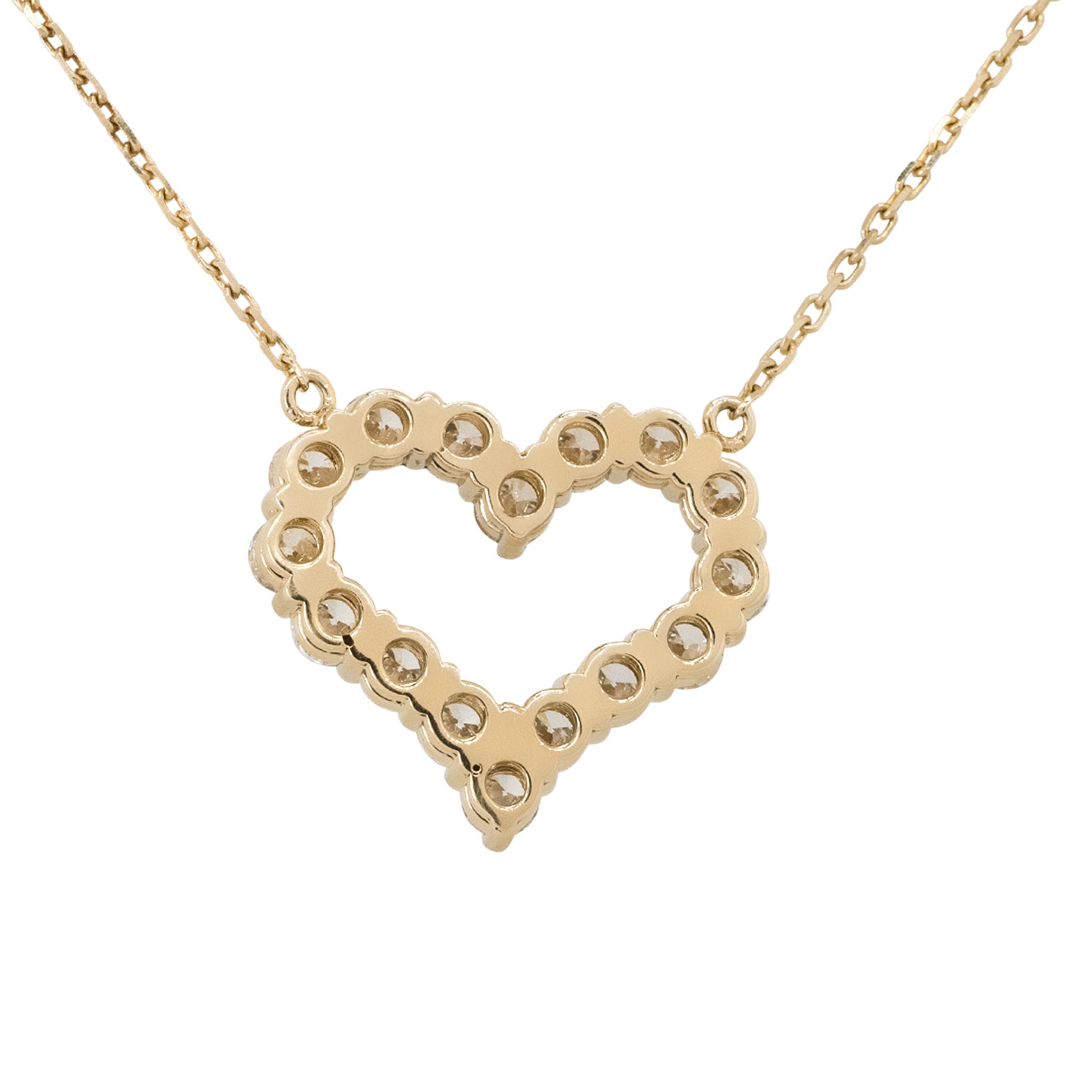 14k Yellow Gold 2.16ctw Diamond Open Heart Pendant Necklace