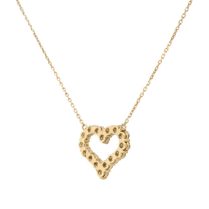 14k Yellow Gold 2.16ctw Diamond Open Heart Pendant Necklace
