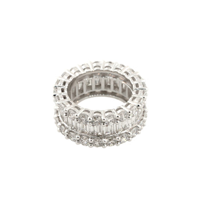 18k White Gold 8.67ctw Round and Baguette Cut Diamond Eternity Band