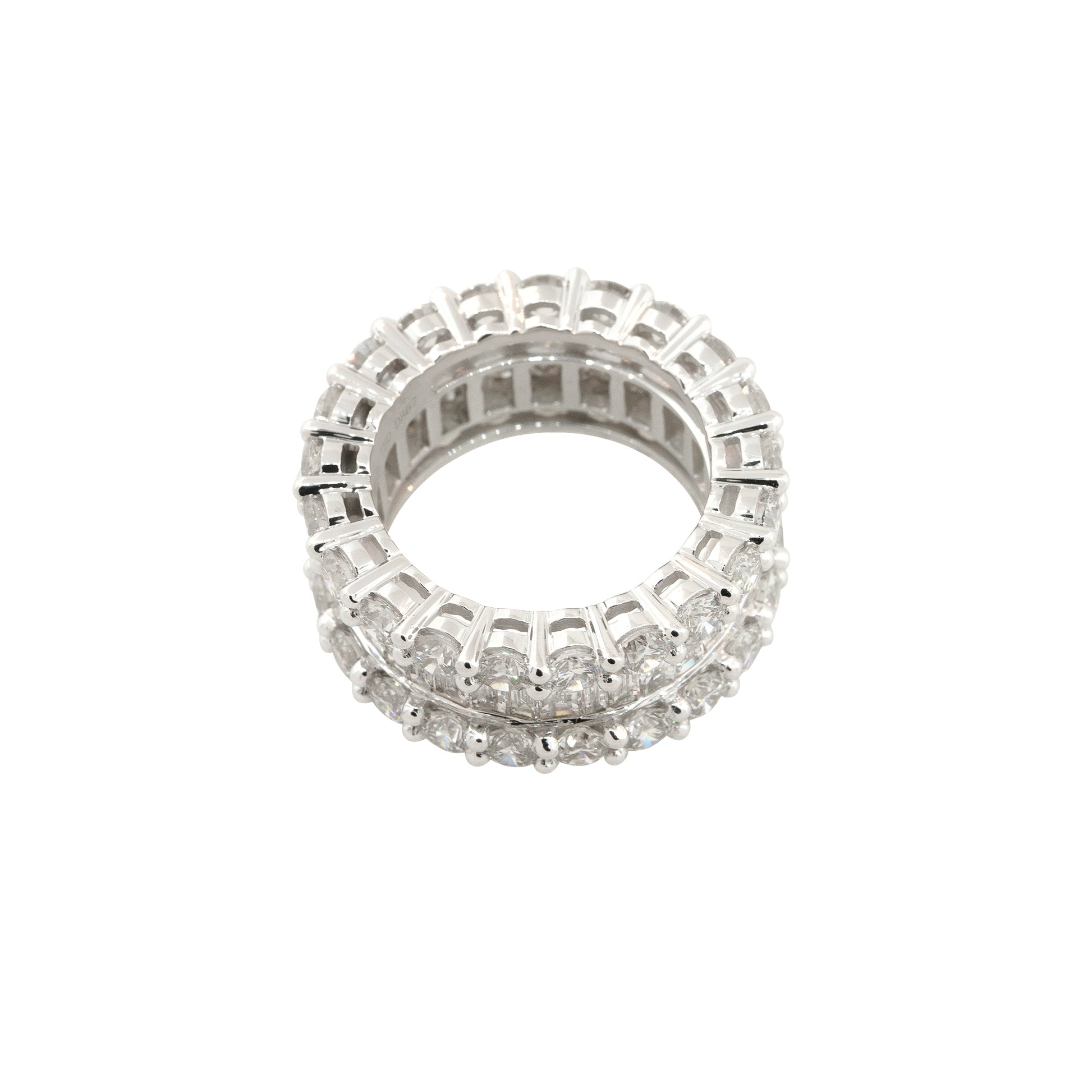18k White Gold 8.67ctw Round and Baguette Cut Diamond Eternity Band