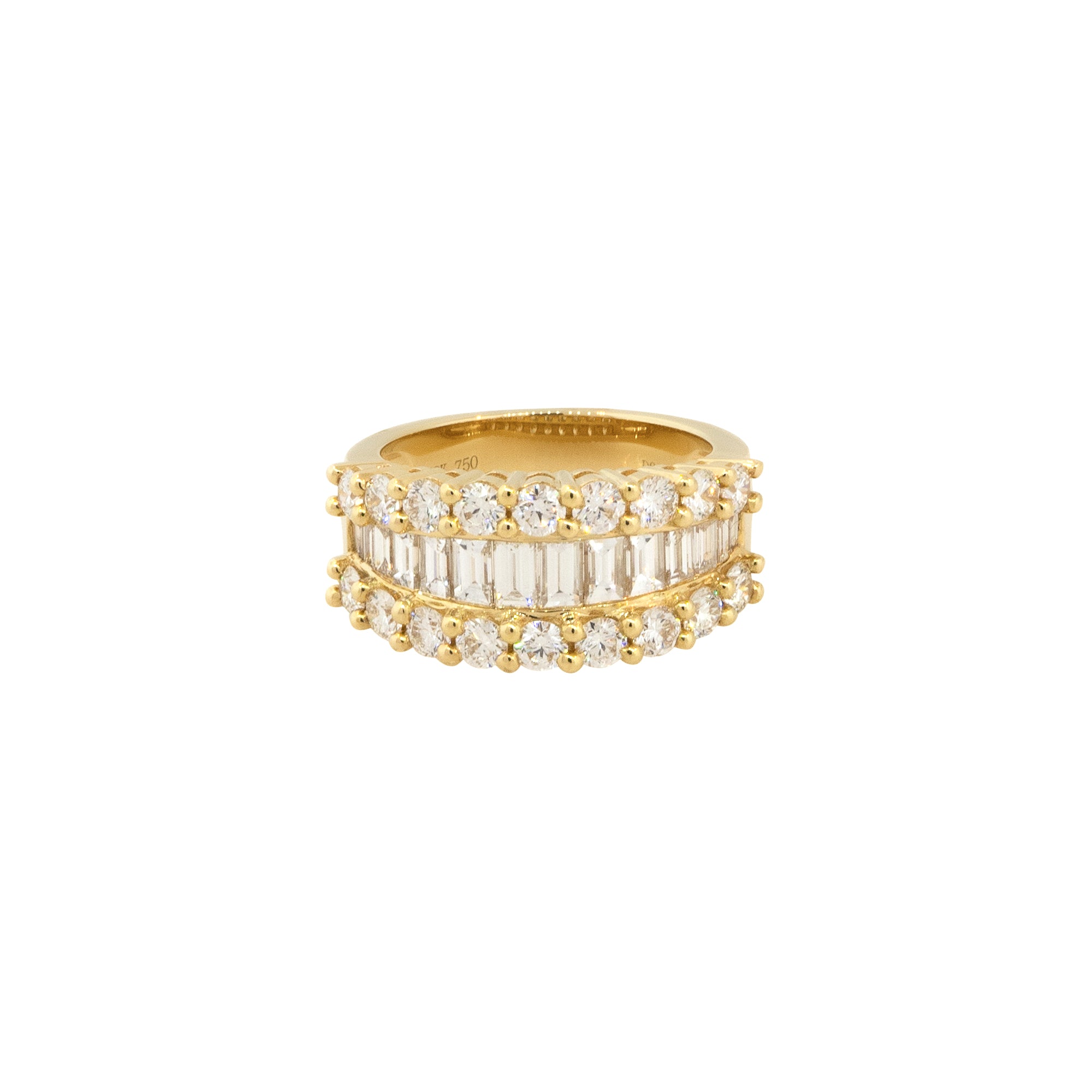 18k Yellow Gold 2.64ctw Round and Baguette Cut Diamond Bridal Band
