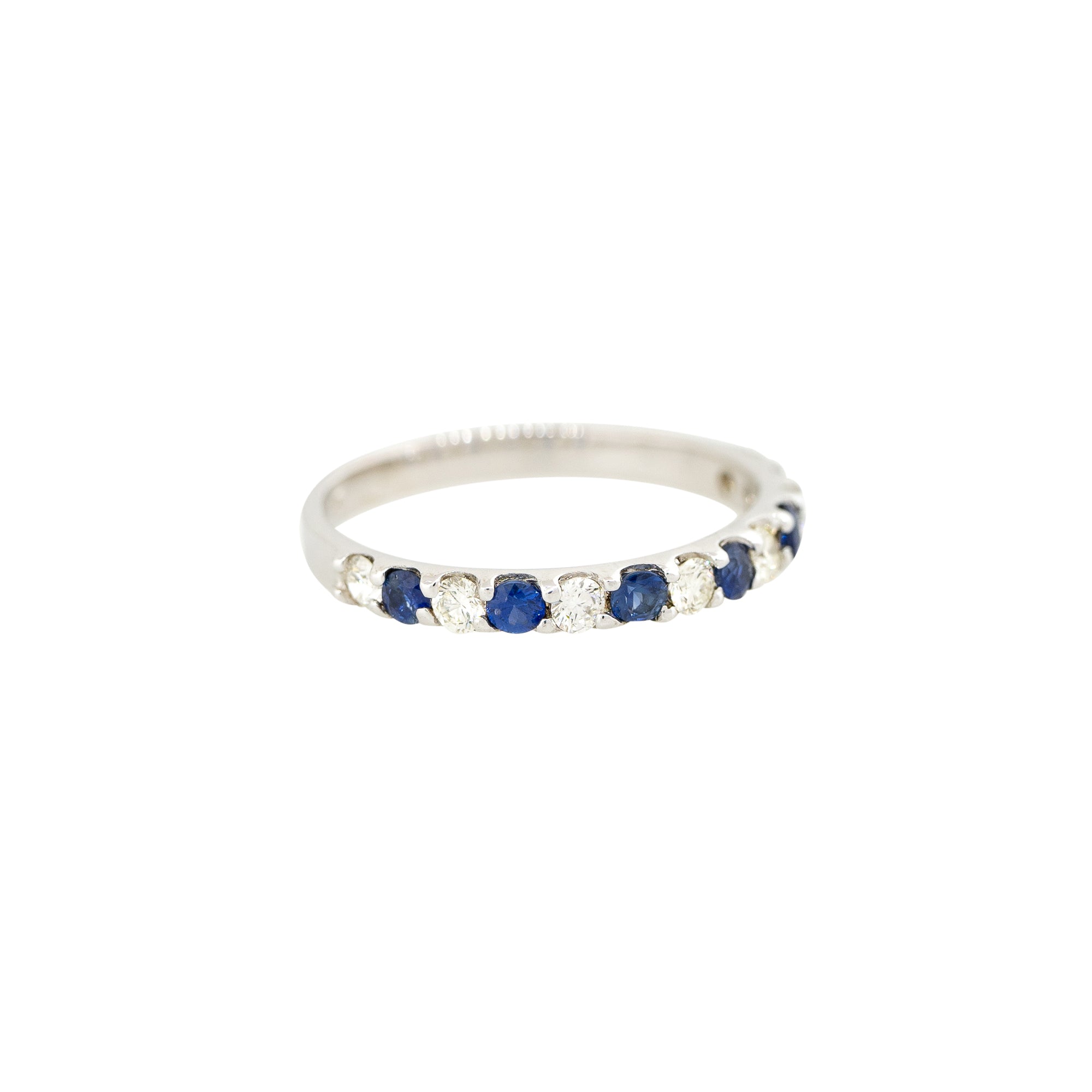 14k White Gold 0.36ctw Sapphire and Diamond Half-Way Band