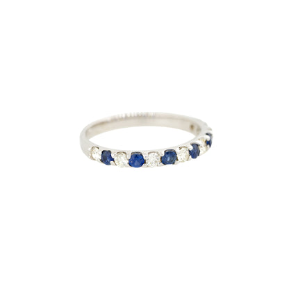 14k White Gold 0.36ctw Sapphire and Diamond Half-Way Band
