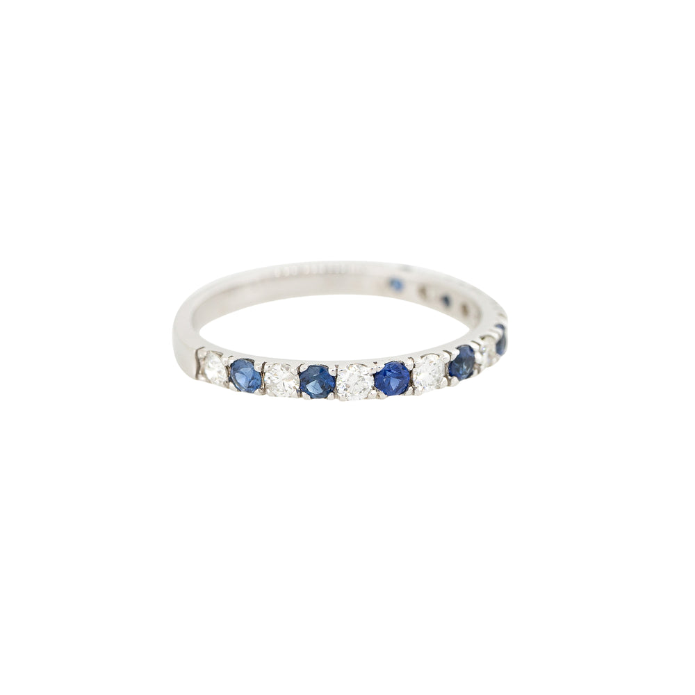14k White Gold 0.38ctw Sapphire and Diamond Half Way Band